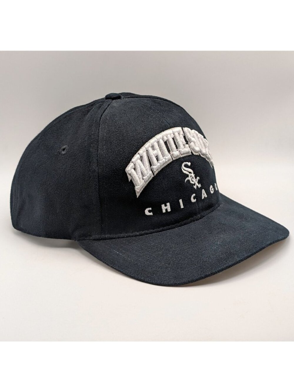 Chicago White Sox Snapback Hat Vintage Supersport MLB Baseball Black Retro Y2K